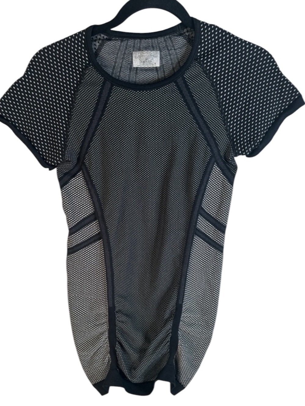 Athleta Diamond Fastest Trackโ Tee Black Gray Activewear Workout Yoga Top Size S